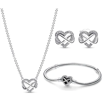 Хит продаж, серебро 925 Пробы, Новая серия Heart, ожерелье, серьги, женские украшения Simplicity Charm в подарок подруге
