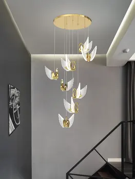 Роскошная дизайнерская лампа для столовой в скандинавском стиле прикроватная светодиодная люстра простой лебедь освещение лестницы барная настольная лампа 2021 новая люстра