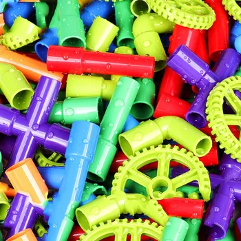 Монтессори Детские Игрушки Пластиковые Строительные Блоки DIY Игрушки Собранные Водопроводные Трубы Детские Развивающие Игрушки Детские Праздничные Подарки