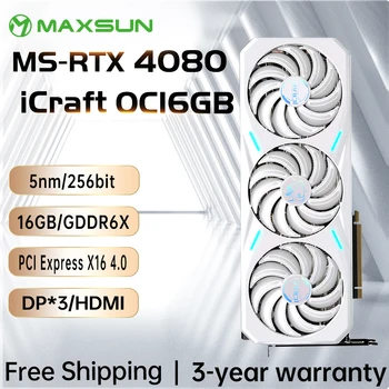 Видеокарта MAXSUN RTX 4080 iCraft OC 16GB GDDR6X GPU Компьютер NVIDIA PC 256bit PCI Express X16 4.0 RGB Игровые Видеокарты Новые