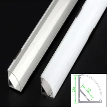 Светодиодные ленты Молочно-белые/прозрачные накладки на канал с углом наклона 45 градусов алюминиевый профиль 2-30 шт./лот 0,5 м/шт для 5050 3528 5630