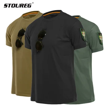 Мужская военно-тактическая походная футболка, для спорта на открытом воздухе, армейская эластичная быстросохнущая футболка, летняя дышащая охотничья футболка с коротким рукавом