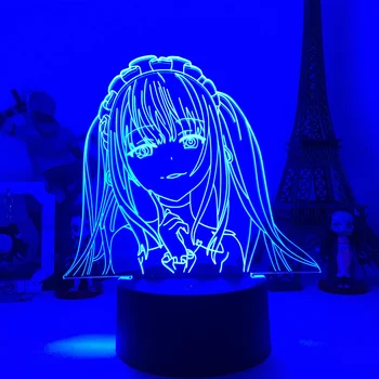 Аниме 3d Лампа Дата Вживую Куруми Токисаки Светодиодный Ночник для Декора Комнаты Ночник Подарок На День Рождения Манга Дата Вживую Неоновый Свет