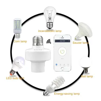 Tuya Smart WiFi Адаптер для лампочек E27 LED Основание держателя лампы Приложение Smart Life Дистанционное управление Alexa Google Home Голосовое управление