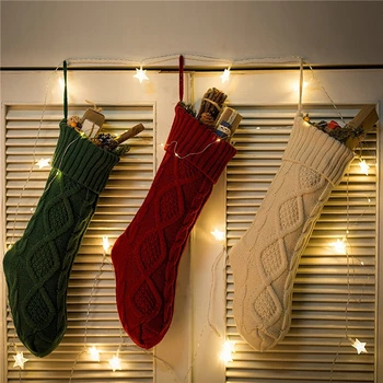 Новые Рождественские чулки, чулки ручной вязки, Рождественские подарки, Праздничные чулки для детей, Рождественские украшения, Рождественские носки с конфетами