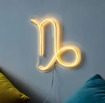 Знак Зодиака гороскопа, неоновые вывески Козерога для декора стен, Неоновая подсветка созвездия с питанием от USB, Астрологические подарки на День рождения