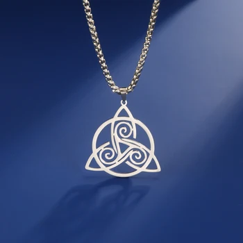 Lemegeton Ожерелье из нержавеющей стали с тройной спиралью для женщин и мужчин, подвеска в виде Трискеле Викингов, цепочка-футляр, ожерелье, винтажные украшения Wicca