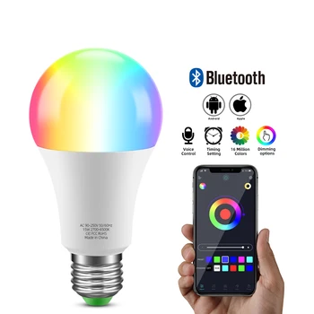 Bluetooth Умная Светодиодная Лампа Волшебная Лампа Красочный RGB RGBW RGBWWW 15 Вт E27 Светодиодная Лампа Домашняя Спальня Украшение Рождественской Вечеринки Свет