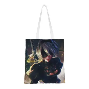 Аниме-мультяшная игра Nier Automata, сумки для покупок из бакалеи, милые холщовые сумки с принтом, сумки через плечо, сумка Sexy Girl Yorha
