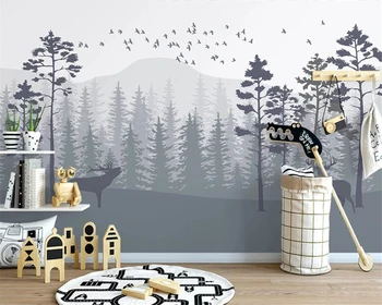 beibehang ручная роспись в скандинавском стиле, абстрактный лесной лось, диван, телевизор, обои, домашний декор, 3D обои