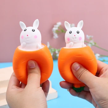 Новинка, сжимающие игрушки в форме моркови и кролика, Декомпрессионные Сенсорные игрушки, Хлюпающие, снимающие стресс, Забавные сжимающие игрушки для детей и взрослых