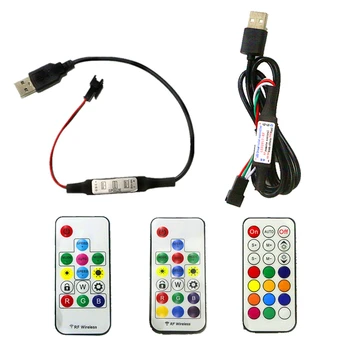 5V WS2812B SK6812 Пиксельный Цифровой Полноцветный RGB USB Беспроводной RF СВЕТОДИОДНЫЙ Контроллер с Пультом Дистанционного Управления 3Key/14Key/17Key/21Key
