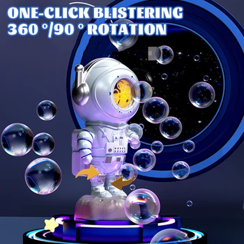 Автоматическая вращающаяся машина для мыльных пузырей Astronaut, Макс 8000 пузырьков / мин, светящаяся вращающаяся перезаряжаемая игрушечная электрическая машина для мыльных пузырей