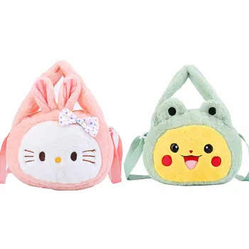 Kawaii Sanrio Аниме Hello Kitty Сумка через плечо большой емкости Модная легкая сумка для хранения косметики Подарок на день рождения