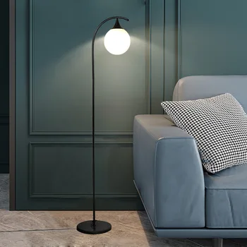 Скандинавский светодиодный торшер из Многоцветного стекла, диван для гостиной, прикроватный торшер для чтения, корпус лампы медного цвета, Стеклянный абажур