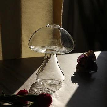 Креативные украшения, поделки из стекла, милая стеклянная ваза в форме гриба, гидропонный сосуд для цветов