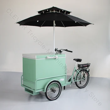 Продается Уличный Электрический велосипед для мороженого на 3 колесах, Передвижная тележка для вендинга, Грузовой Трехколесный велосипед с зонтиком
