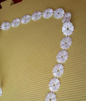 10 метров вышитой кружевной отделки в белый цветок для шитья, Водорастворимая гипюровая кружевная ткань для одежды, занавеска для свадебного платья, 3 см