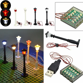 MOC LED Light Wire Строительные Блоки USB Лампа DIY Уличный Фонарь City Electric Decorate 1X1 Moc Высокотехнологичные Кирпичи, Совместимые С Leduo