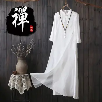 2022 Весеннее Новое шифоновое платье в стиле дзен в литературном стиле, улучшенное платье Cheongsam Immortal в китайском стиле, женские чайные платья больших размеров 4xl