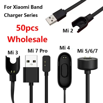 50шт USB Зарядное Устройство Для Xiaomi Band 7 6 5 4 3 2 Кабельная Док-станция Для Передачи Данных Для Mi Band 5 6 7 Pro Зарядное Устройство USB Провод Портативная Быстрая Зарядка