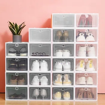 Пылезащитный стеллаж для обуви, пластиковый футляр для обуви, Прозрачные тапочки, коробка для хранения кроссовок, футляр-органайзер для домашнего шкафа