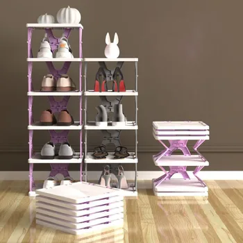 Минималистичная Складная установка Бесплатная стойка для хранения обуви Простая стойка для обуви для домашнего хранения в помещении Складной шкаф для обуви ZD523