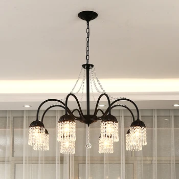 Американская хрустальная люстра, Черно-Белая лампа для спальни, столовой, Европейская Простая Современная лампа из Скандинавского железа в магазине одежды