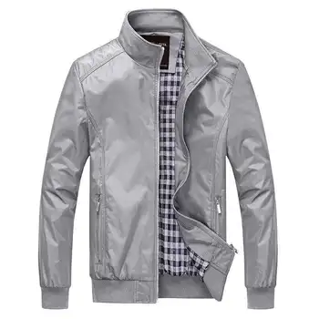 Мужская куртка Весна 2022 Осень, однотонные серые повседневные куртки с воротником-стойкой, верхняя одежда M-5XL 6XL, мужская одежда больших размеров
