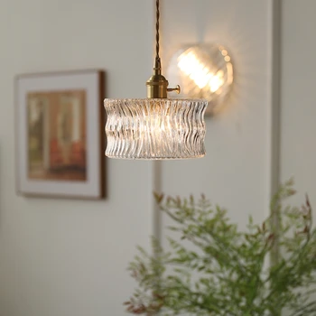Стеклянный медный светильник из латуни для обеденного стола, лампа для столовой, лампа для бара у прохода в кафе