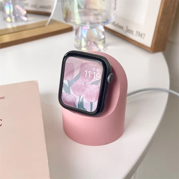 Силиконовая подставка для зарядного устройства Candy для Apple Watch Серии 7 6 5 4 3 2 SE для iWatch Симпатичный настольный держатель для зарядки Кронштейн для аксессуаров