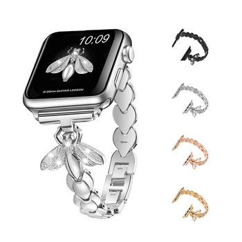 Совместимый Ремешок Apple Watch 45 мм/44 мм 40 мм 41 мм 38 мм Женский браслет Iwatch из нержавеющей Стали для Apple Watch Серии 8/7/6/5/4