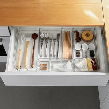 Ящик для хранения кухонных ящиков, отдельные палочки для еды, Ножи, вилки, Коробка для сортировки посуды, свободная комбинация ящиков для хранения мелких предметов