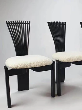 Обеденный стул, стул для гостиной, Спальня, Изготовленный на Заказ Ретро-вентилятор, Дизайнерский Подлокотник из массива Дерева, Домашний стул с высокой спинкой, Креативный Чистый Красный