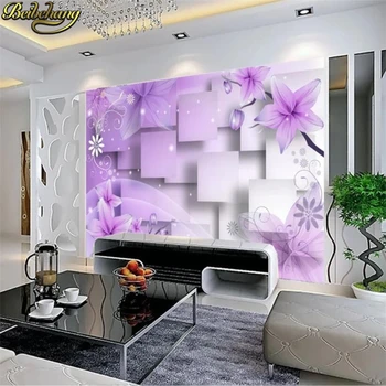 beibehang papel de parede 3D фотообои обои для стен 3D фон для кинотеатра Фиолетовые цветы Рулон обоев для детской комнаты