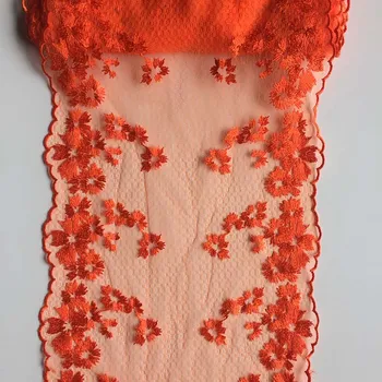 1 метр Оранжевые цветы Сетка Тюль Кружевная отделка Для одежды Аксессуары Аппликация для шитья платьев Ткань для костюмного кружевного платья